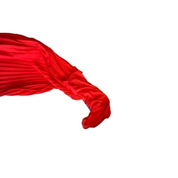 Banana Republic, red Christmasy accordion folded fabric, chiffon maxi size 0 fla - Picture 11 of 16